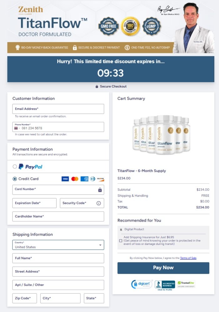 TitanFlow Official Website Secure Order Page